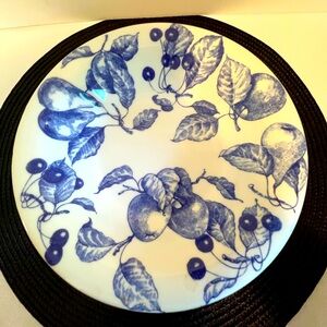 Ceramica Quadrifoglio Blue & White Fruits and Leaves Set of 4 Soup Bowls 8.25”